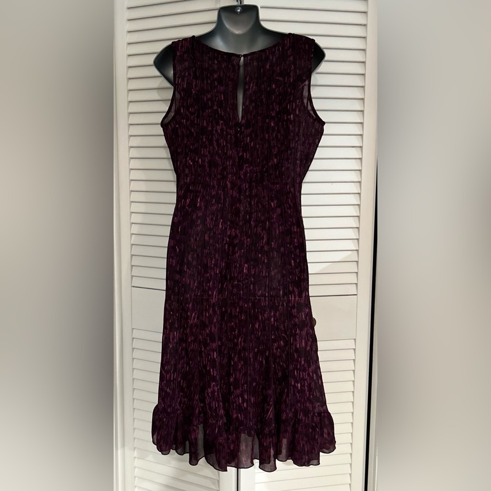 Sandra Darren seam striped sheer dress flair hem size 10